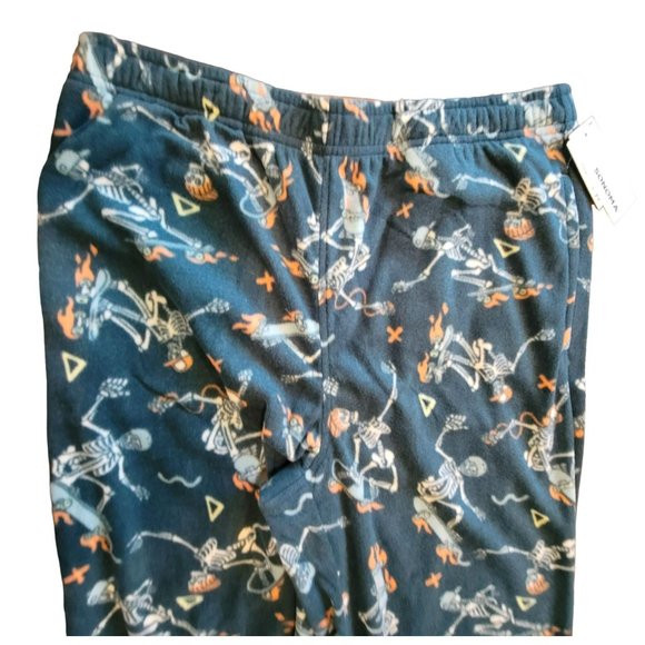 Fleece Pajama Jogger Pants Green Skeleton Skateboarding Boys XL 18-20 JJ2077 - Picture 3 of 8